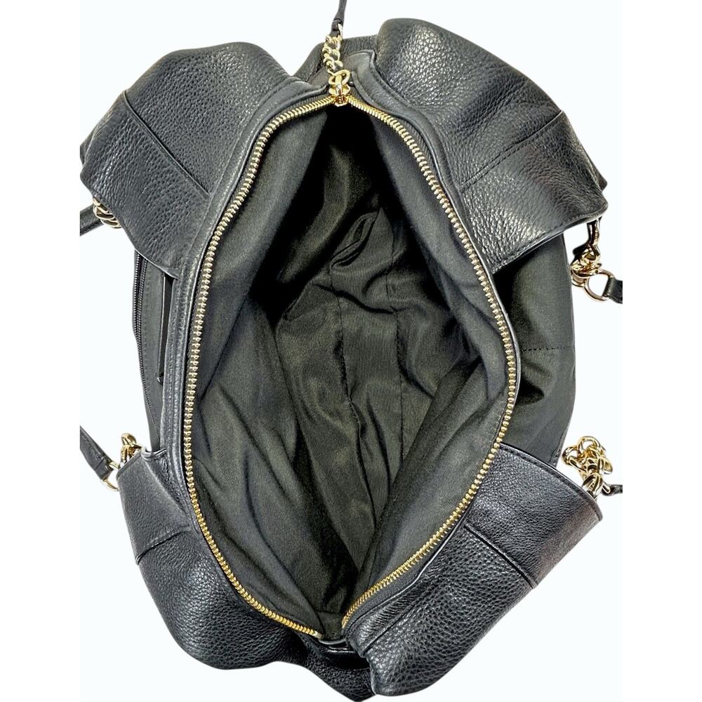 Coach Lexy Lexi Bag Purse F22210 Black Pebbled Leather Gold Tone Chain Handles - Picture 10 of 16